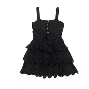 Stellah Black Eyelet Tiered Mini Dress